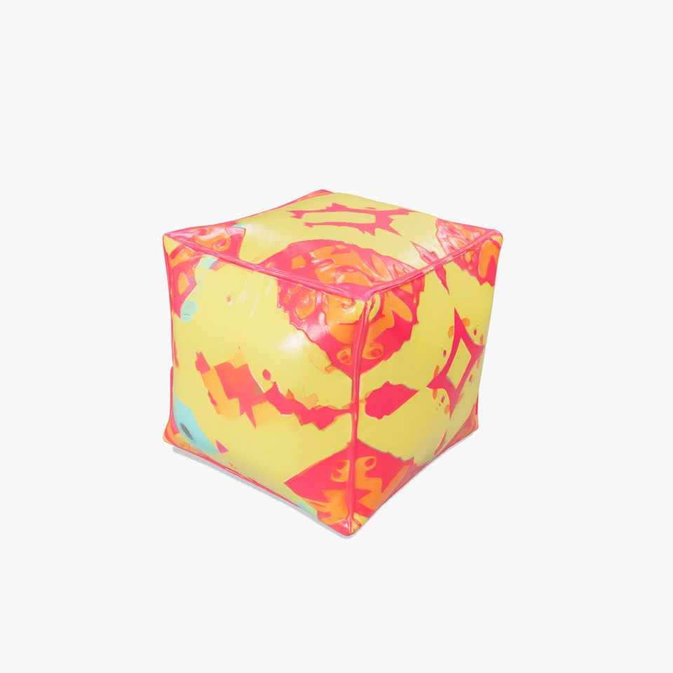 Vibrant Geometric Pouf Cushion Model Pack